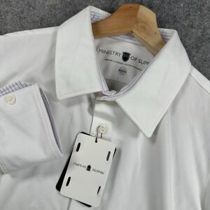 Ministry Of Supply Shirt Mens 15-15.5 Slim White Agent Performance Long Sleeve